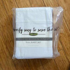 NEW! Cariloha Full Size Bamboo Bed Sheet Set in White RETAILS $160